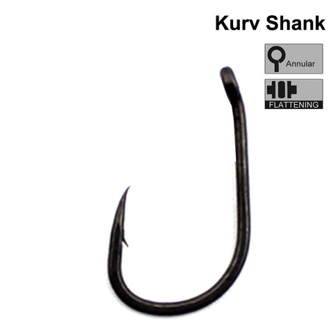50pcs PTFE Coated Carp Fishing Hook Kaptor Kurv Shank Carbon Carp Hook Micro Barb Black 2 4 6 8 10 Withy Pool Rig Hook ► Photo 1/6