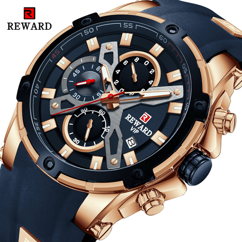 2022 New REWARD Mens Watches Blue Waterproof Top Brand Luxury Chronograph Sport Watch Quartz Men Wristwatch Relogio Masculino ► Photo 1/6