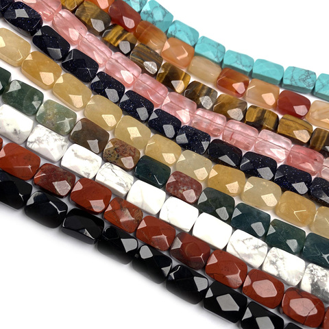 New 18pcs Natural Stone Beads Section Rectangular Shape Simplicity Length 20cm for Making DIY Jewelry Necklace  8x11x5mm ► Photo 1/6