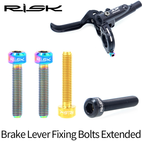 RISK 2pcs m5x25mm Titanium Alloy MTB Bicycle Brake Lever Fixed Screws Mountain Bike Extended Brakes Handle Clamp Ring Fixed Bolt ► Photo 1/5