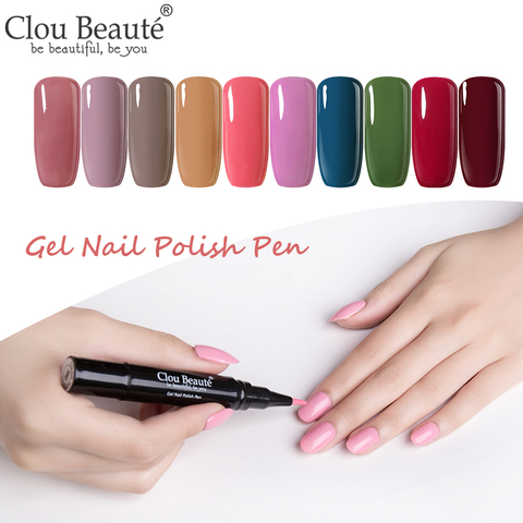 Clou Beaute Gel Nail Polish Pen Pure Color Base Top Need UV Nail Manicure Varnish Hybrid Soak Off Gel Lacquer Lucky Nail Paint ► Photo 1/6