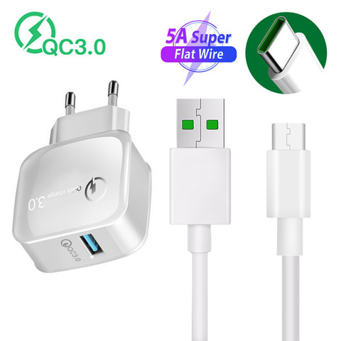 OPPO A52 Realme V5 Fast Charger USB adapter VOOC 5A Super Type C Charge Cable For Huawei Y7a Xiaomi POCO X3 Redmi 9 Note 8 7 Pro ► Photo 1/6