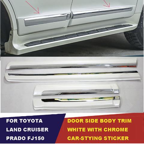 UBLUEE Accessories For Toyota Land Cruiser Prado FJ 150  2010-2022 white with Chrome Door Side Moulding body moulding Cover Trim ► Photo 1/4