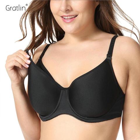 GRATLIN Women's Padded Underwire Full Sling Support Maternity Nursing Bra  Plus Size C-H Cup - Price history & Review, AliExpress Seller - GRATLIN  Official Store