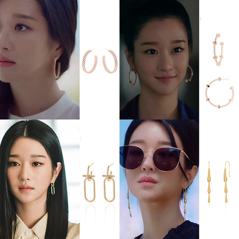 New Korean TV Star 서예지 Earrings For Women 2022 Fashion Elegant Crystal Long Trassel Drop Circle Earring Party Jewery ► Photo 1/5