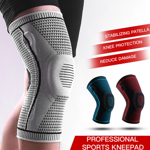 1 Piece Silicone Full Knee Brace Strap Patella Medial Support Strong Meniscus Compression Protection Sport Pads Running Basket ► Photo 1/6