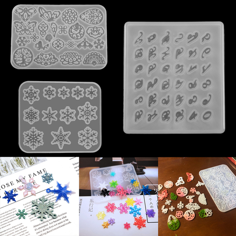 1pcs Snowflake Butterfly Letter Silicone Mold Necklace Earring Pendant Key Chain Epoxy Resin Mould For DIY Jewelry Making Tools ► Photo 1/6