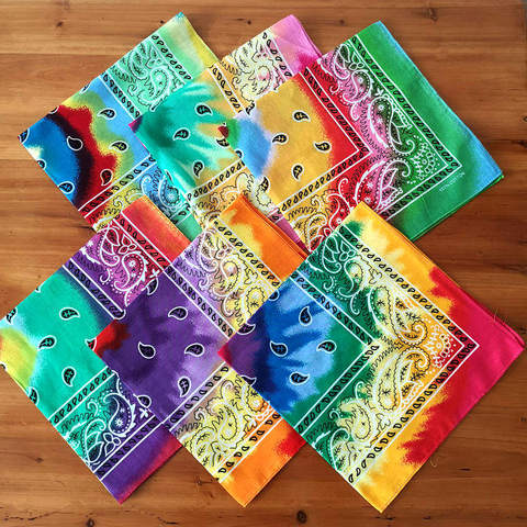 Cotton Multicolor Tie Dye Hip Hop Paisley Bandana Square Scarf Head Wrap Neck Wrist Band Handkerchief For Graffitin Women Men ► Photo 1/6