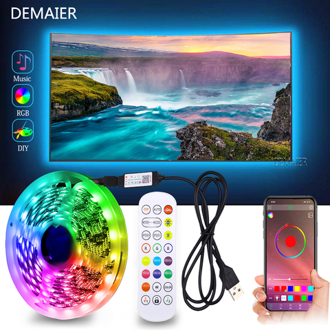 5V USB LED Streifen Licht 1M 2M 3M 5M RGB Strip 5050 Bluetooth Musik Für Festival Party Schlafzimmer TV Hintergrundbeleuchtung ► Photo 1/6