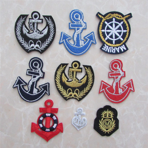 Cheap Wholesale boat anchor hot melt adhesive applique embroidery patches stripes DIY Sewing clothing accessoryies C145-C409 ► Photo 1/1