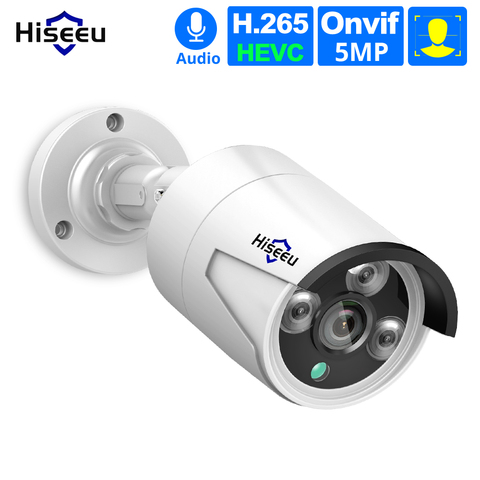Hiseeu H.265 Audio Security IP Camera POE 5MP ONVIF Outdoor Waterproof IP66 CCTV Camera P2P Video Surveillance Home for POE NVR ► Photo 1/6
