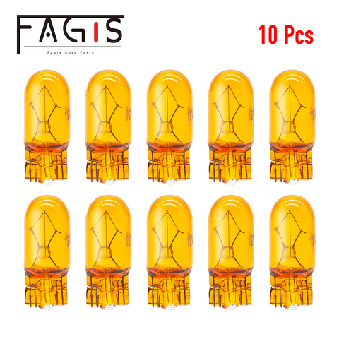 Fagis 10pcs Car T10 W5W Original Halogen 194 12V 5W Natural Amber Signal Lamp Yellow Instrument Light Reading Light ► Photo 1/5