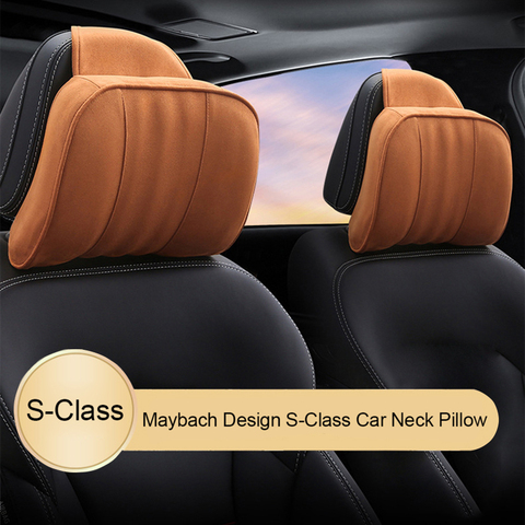 Car Headrest Maybach Design S-Class Ultra Soft Pillow Suede Fabric Comfortable Neck Pillow Seat Cushions Support  for Universal ► Photo 1/6
