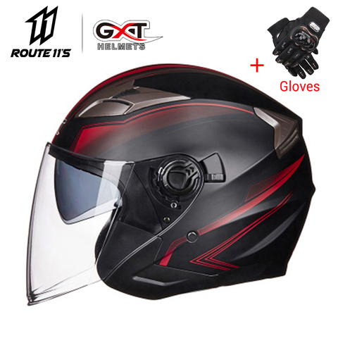 GXT Motorcycle Helmet Half Face ABS Motorbike Helmet Electric Safety Double Lens Helmet Moto Casque for Women/Men Casco Moto # ► Photo 1/6