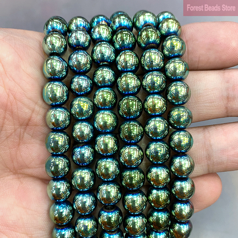 2/3/4/6/8/10mm Smooth Green Hematite Beads Round Loose Beads Natural Stone DIY Bracelet Accessories for Jewelry Making 15'' ► Photo 1/2
