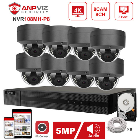 Hikvision OEM 8CH 4K NVR 4/6/8pcs 5MP POE IP Security Camera System Audio Indoor/Outdoor IP Security Kit IP66 Hik-Connect 30m IR ► Photo 1/5