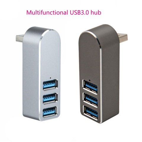 Aluminum Alloy Mini 3 Port USB 3.0 Hub Rotary USB Splitter Adapter for PC Laptop ► Photo 1/6