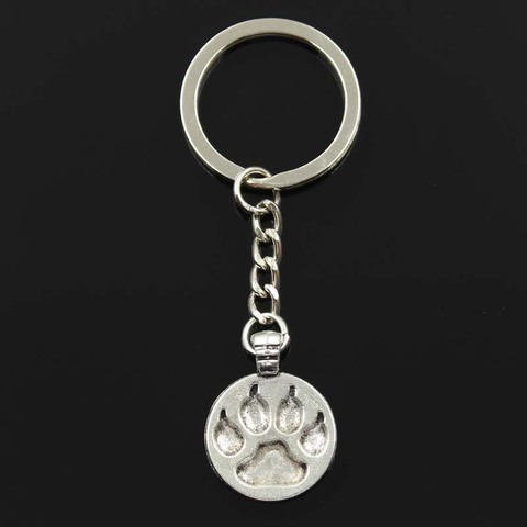 Fashion Keychain 28x21mm Dog Bear Cat Paw Silver Color Pendants DIY Men Jewelry Car Key Chain Ring Holder Souvenir For Gift ► Photo 1/5