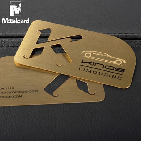 Stainless steel brushed business card hollow metal card plating gold card custom ► Photo 1/1