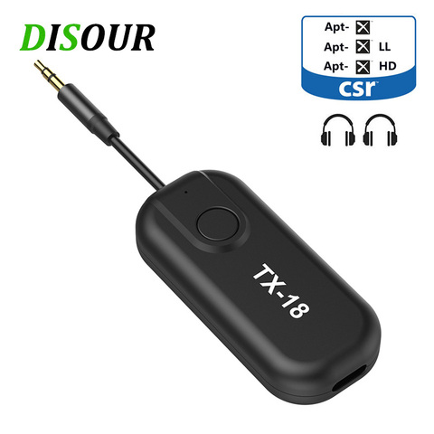 DISOUR Low Latency HD CSR8670 Bluetooth 5.0 Transmitter Receiver 3.5MM AUX APTX APTXLL Wireless Adapter For Car TV Headphone PC ► Photo 1/6