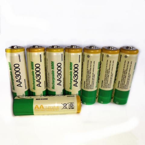 8pcs/lot 1.2V AA rechargeable battery high power high density 3000mAh AA rechargeable nickel metal hydride battery ► Photo 1/1