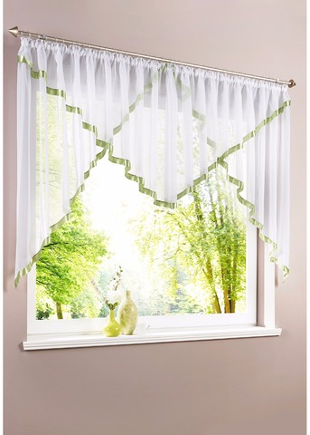 New Ribbon hem Tulle window treatments Triangular Style window curtain for kitchen balcony livingroom  1 Set ► Photo 1/4
