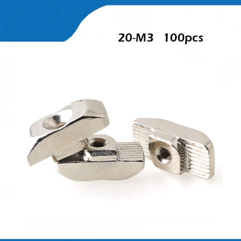 100PCS M3 T-Nut 20 - M3 Hammer Head Block Nuts for 2022 Fasten Nut Connector Nickel Plated for 20 series aluminum profile Slot ► Photo 1/5