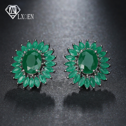 LXOEN Fashion Round Zircon Women Stud Earrings With Silver Color Studs Ear Girl Druzy Earrings Jewelry brinco Gift bijoux ► Photo 1/6