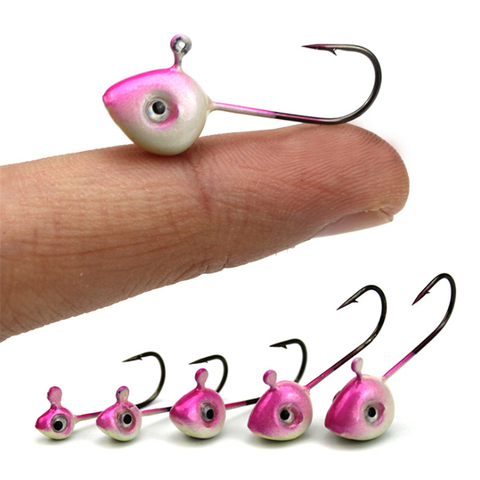 2pcs/lots jig heads fishing hooks pink color with eyes lead jig 0.5g  1g   2g 3g 4g 5g  fishhooks for jigging fishing Pesca ► Photo 1/5