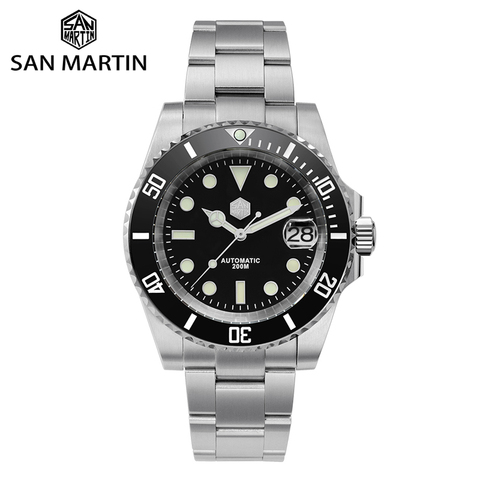 San Martin Diver Water Ghost Luxury Sapphire Crystal Men Automatic Mechanical Watches Ceramic Bezel 20Bar Luminous Date Window ► Photo 1/6