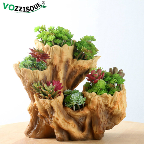 Chinese Large Resin Imitation Tree Root Flowerpot Indoor Bonsai Plant Pots for Succulents Maceta Colgante Office Decoration ► Photo 1/6