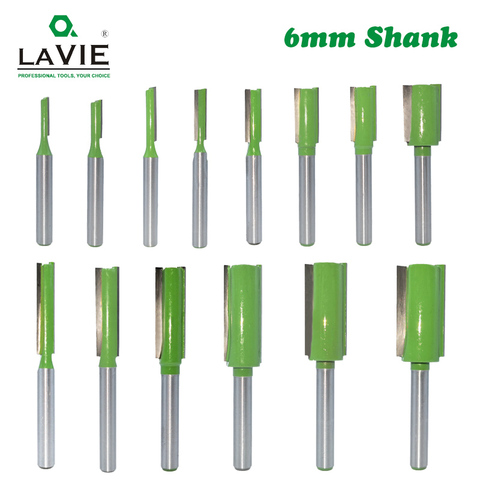 LAVIE 1pc 6mm Shank Straight Bit Tungsten Carbide Single Double Flute Router Bit Wood Milling Cutter for Woodwork Tool MC06020 ► Photo 1/5