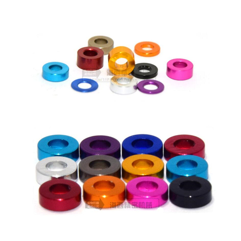 50pcs M3 Aluminum flat washer M3*6*0.25/0.5/1/1.5/2/2.5/3mm colorful aluminum alloy bushing gasket round hollow no thread washer ► Photo 1/5