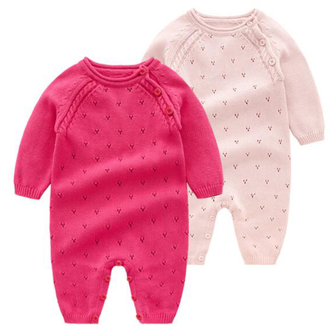 2022 Baby Knitted Rompers Pure Cotton Babies Clothing Newborn Baby Girls Knitting Princess Long Sleeves Autumn Jumpsuit Knitwear ► Photo 1/6