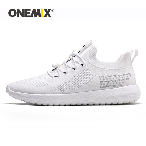 ONEMIX Tennis Shoes For Women Flying Woven Breathable Outdoor Sneakers Woman Light Round Cross Straps Flat Slip on Sports Shoes ► Photo 1/6