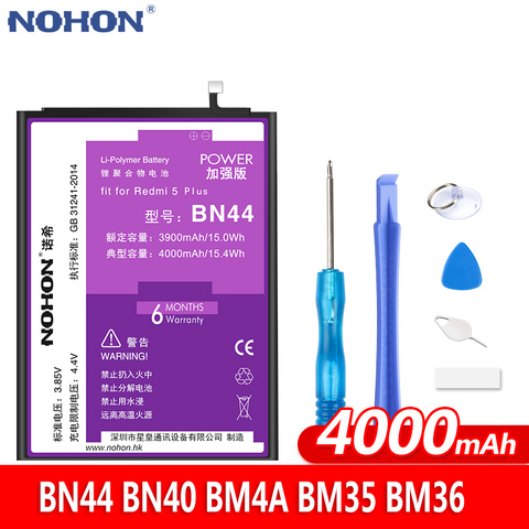 NOHON For Xiaomi Redmi 5 Plus 4 Pro Mi 4C 5S Battery Mi4C Mi5S Bateria BN44 BN40 BM4A BM35 BM36 Replacement Batteries Free Tools ► Photo 1/1