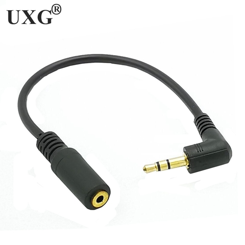 1pcs Gold 3.5mm 3 Pole TRS Right Angled Audio Stereo Male To Female Extension Black Cable 15cm ► Photo 1/4