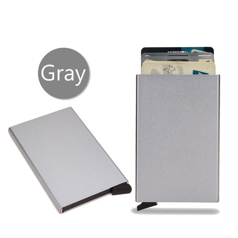 Slim Thin Credit Card Holder Men Smart Wallet Anti Rfid Business Bank Creditcard Aluminum Metal Case Bag Minimalist Wallet Stell ► Photo 1/6