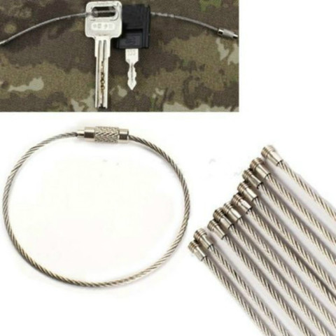 10pcs Multifunctional Screw Locking Stainless Steel Wire Rope Keychain Cable Key Ring Keyring Holder for Outdoor Camping Hiking ► Photo 1/1