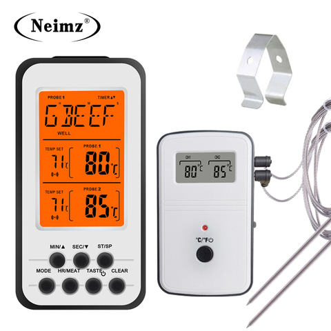 Digital BBQ Thermometer Wireless Kitchen Oven Food Cooking Grill Smoker Meat Thermometer with Probe and Timer Temperature Alarm ► Photo 1/6