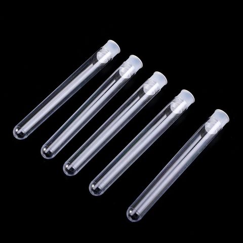 50Pcs/Pack 12x100mm Transparent Laboratory Clear Plastic Test Tubes Vials With Push Cap School Lab Supplies  ► Photo 1/6