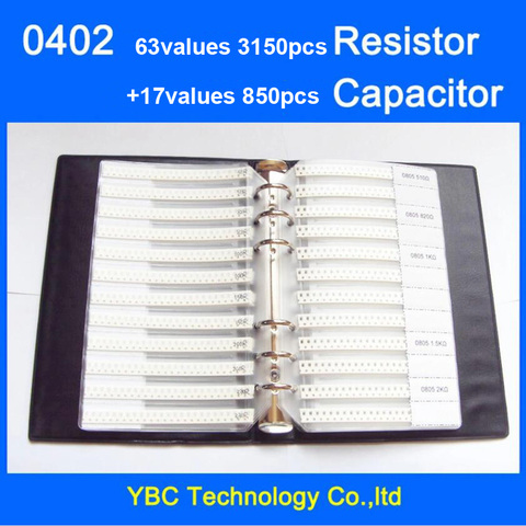 Free shipping 0402 SMD Sample Book 63values 3150pcs 1% Resistor Kit and 17values 850pcs Capacitor Set ► Photo 1/6