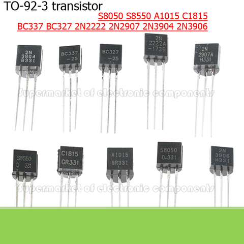 50PCS/LOT TO-92-3 transistor BC337 BC327 2N2222 2N2907 2N3904 2N3906 S8050 S8550 A1015 C1815 ► Photo 1/1