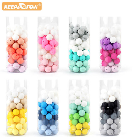 Bebe 15MM Round Teething Beads DIY Chewable Colorful Teething Pacifier Chain Bracelet BPA Free Silicone Beads Newborn Care Toys ► Photo 1/6