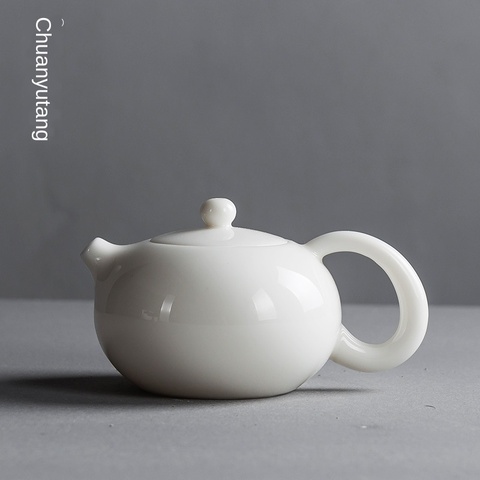 Ceramic Whiteware Jade Porcelain Tea Pot Beauties Pot Entirely Handmade Ceramic White Jade Teapot Set TieGuanYin Tea  Porcelain ► Photo 1/5