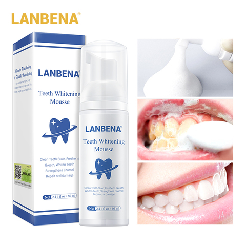LANBENA Teeth Whitening Mousse Remove Stains Tooth Cleaning White Teeth Oral Hygiene Toothpaste Bleaching Dental Tool Teeth Care ► Photo 1/6