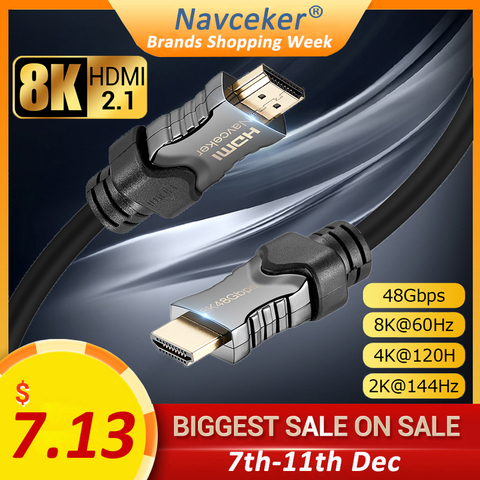2022 Best 8K 48Gbps 2.1 HDMI Cables 4K HDMI 2.1 Cable eARC Cabo HDMI 2.1 UHD Dynamic HDR HDMI 2.1 Cable for 8K Samsung QLED TV ► Photo 1/6