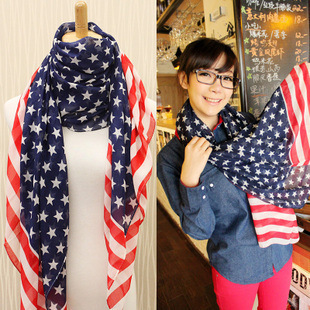 American flag pattern stars and stripes European and American lengthened chiffon scarfStars and Stripes Flag Sailor ► Photo 1/6