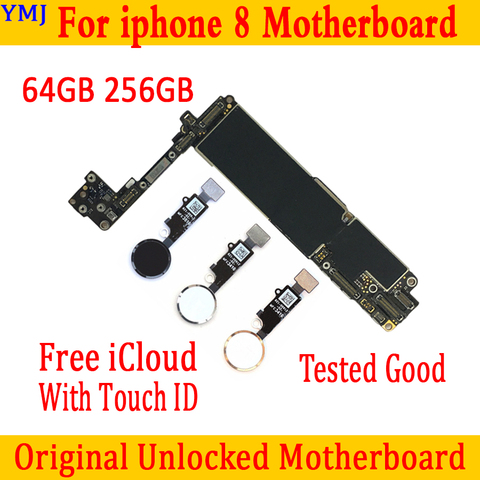 64GB 256GB 100% original for IPhone 8 motherboard with/without Touch ID unlocked mainboard for iphone 8 IOS System logic board ► Photo 1/2