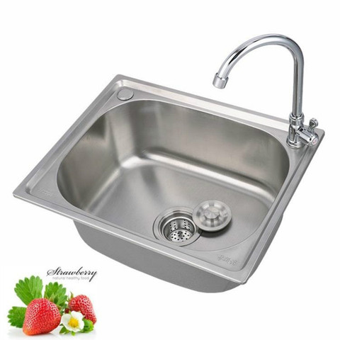 304 stainless steel sink single sink kitchen sink sink single basin thickened sink large single slot set WF907250 ► Photo 1/4